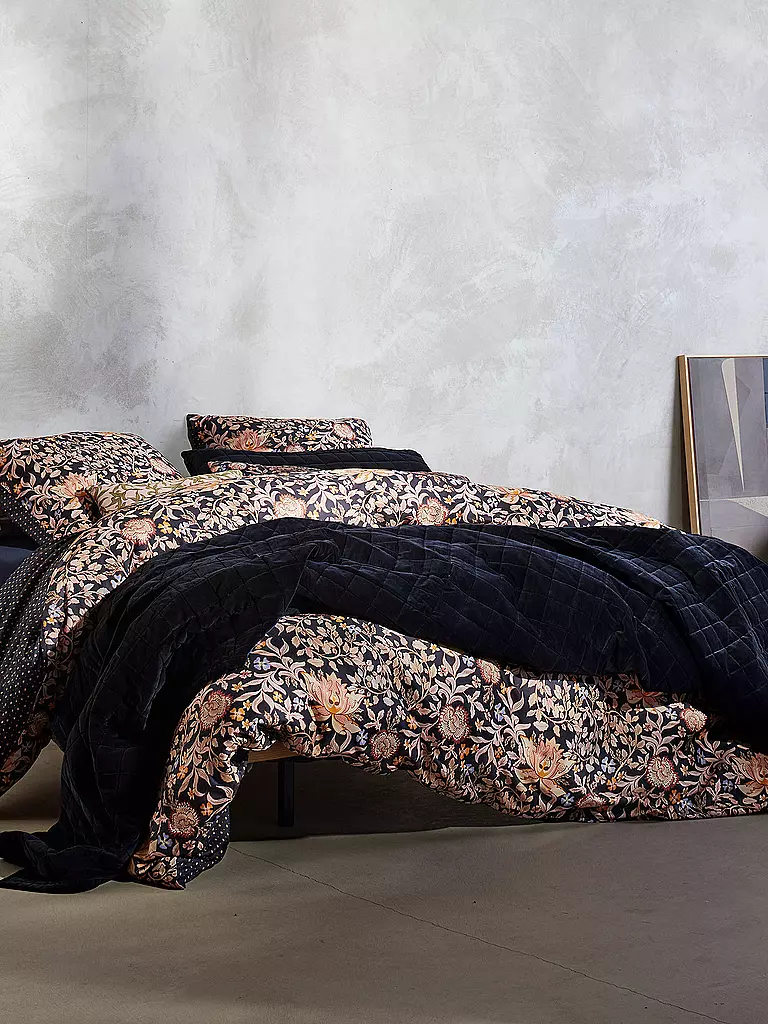 ESSENZA | Satin Bettwäsche ORPHELIA 2x 70x90cm/200x200cm Night Blue | dunkelblau