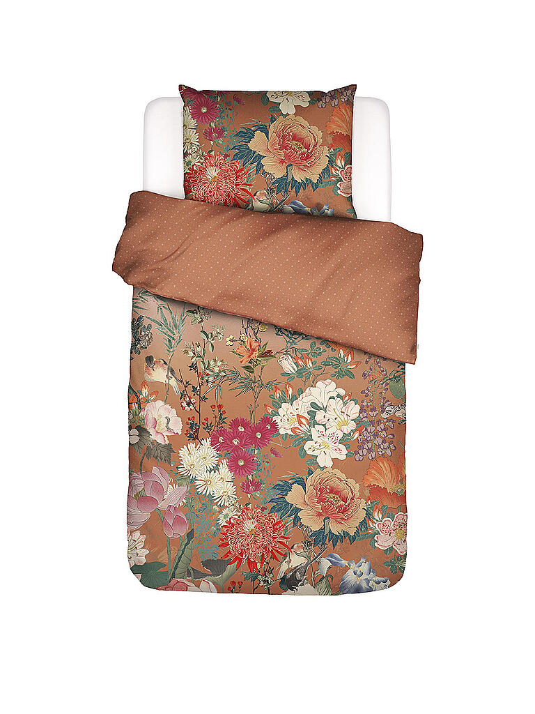 Biber Bettwäsche Mit Reißverschluss 4 Teilig ESSENZA Satin Bettwäsche 70x90cm/140x200cm Norah Multi kupfer
