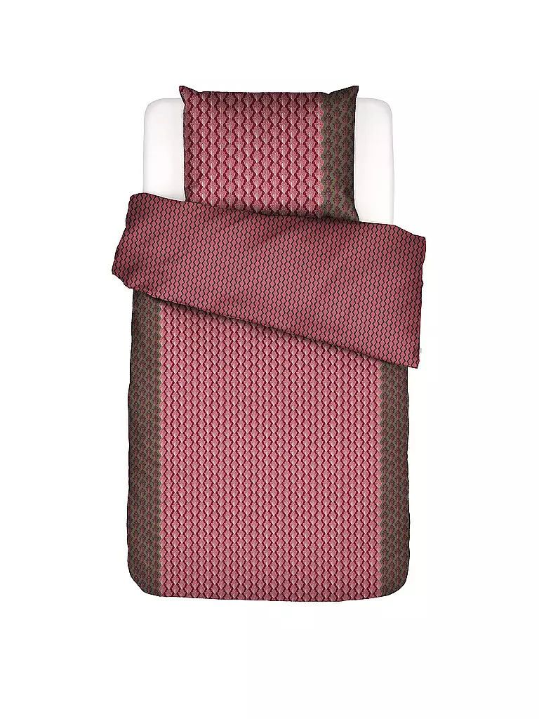 Biber Bettwäsche Mit Reißverschluss 4 Teilig ESSENZA Satin Bettwäsche 70x90cm/140x200cm TESSE Cherry Red rot