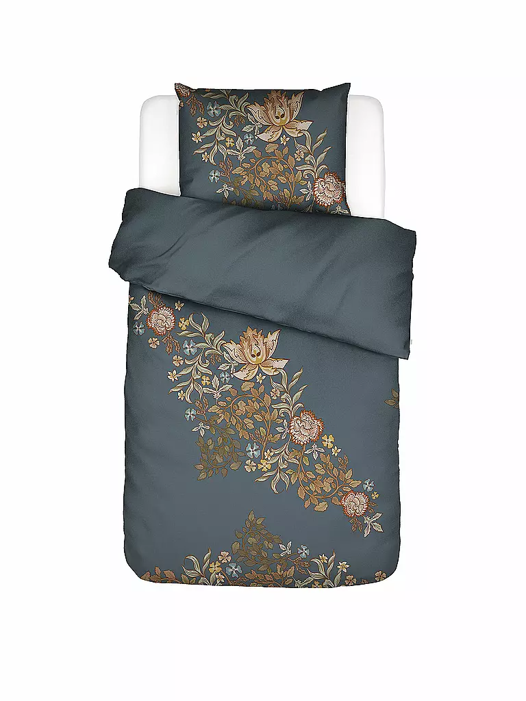 Bettwäsche Die Im Dunkeln Leuchtet Aldi ESSENZA Satin Bettwäsche AMELIE 70x90cm/140x200cm Midnight Swim dunkelblau