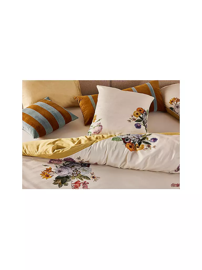 ESSENZA | Satin-Bettwäsche LAURINE 70x90cm/140x200cm Vanilla | dunkelgrün