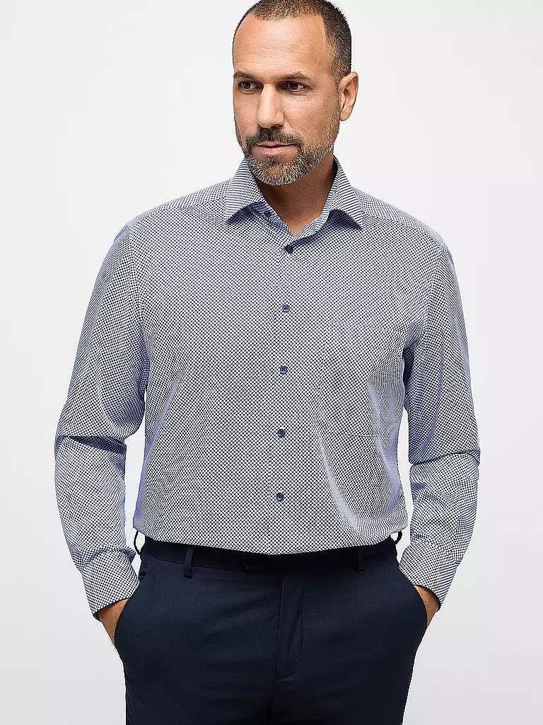 ETERNA Hemd 2641 K171 Blau - Florales Design Langarm Comfort Fit