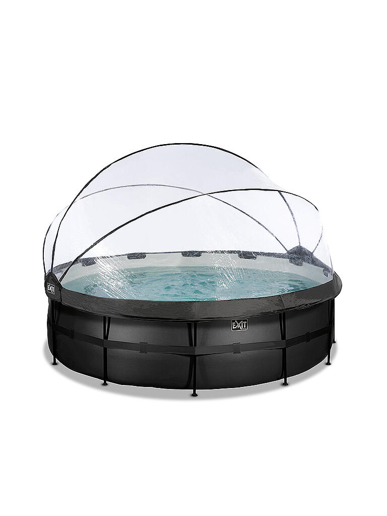 EXIT TOYS | Black Leather Pool 488x122cm mit Abdeckung und Sandfilter- und Wärmepumpe - schwarz | keine Farbe