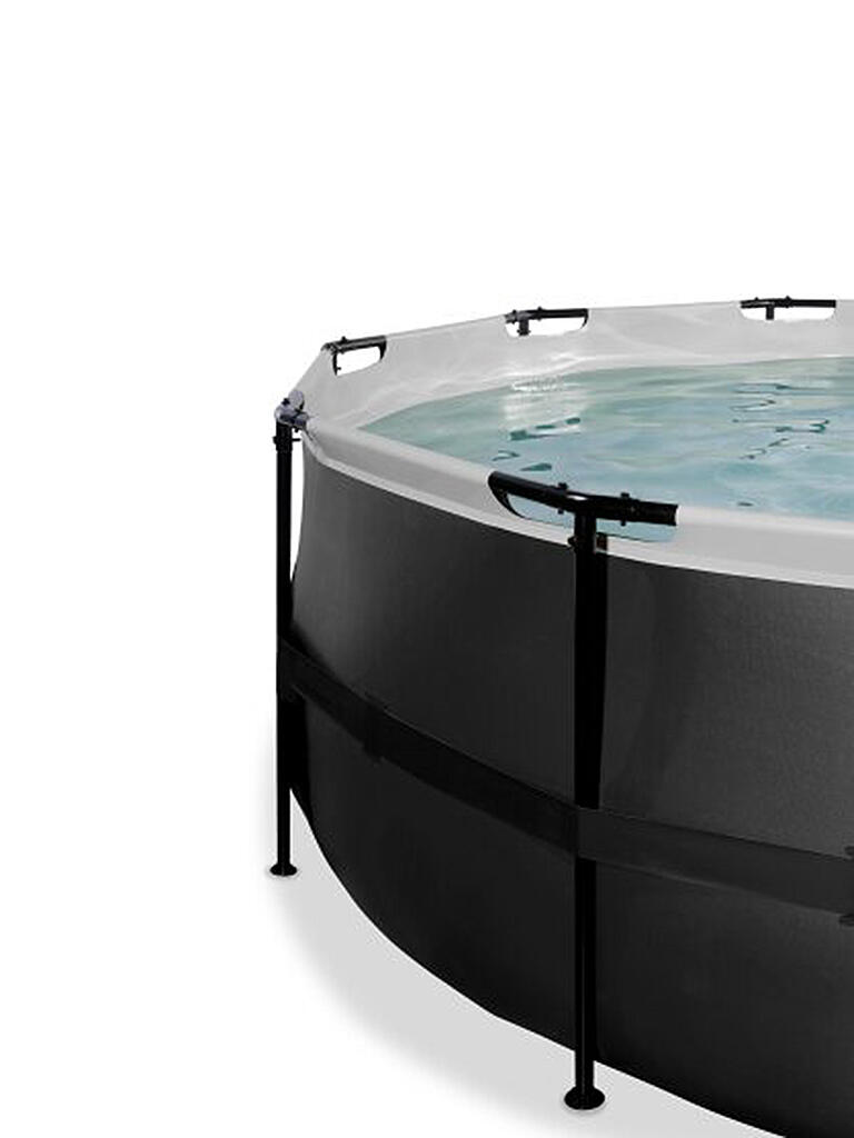EXIT TOYS | Black Leather Pool 488x122cm mit Abdeckung und Sandfilter- und Wärmepumpe - schwarz | keine Farbe