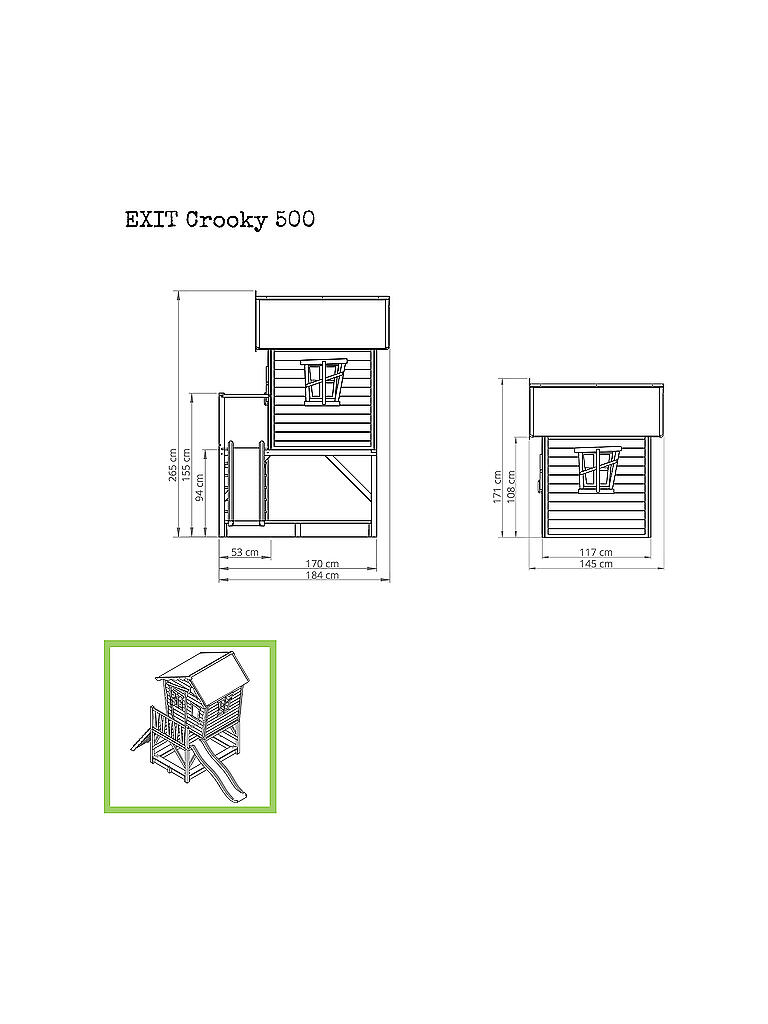 Vergelijken Beugel dutje EXIT TOYS Crooky 500 Holzspielhaus - graubeige keine Farbe