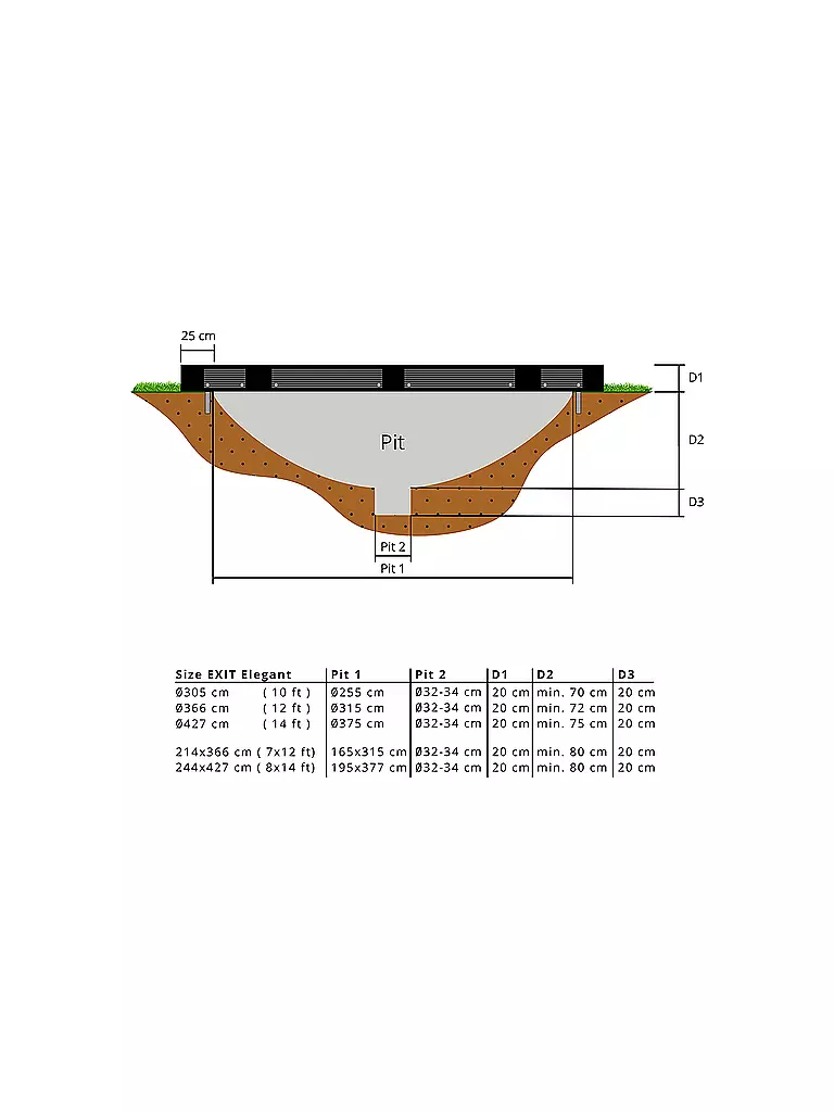 EXIT TOYS | Elegant Premium Inground-Trampolin 244x427cm mit Deluxe Sicherheitsnetz | keine Farbe