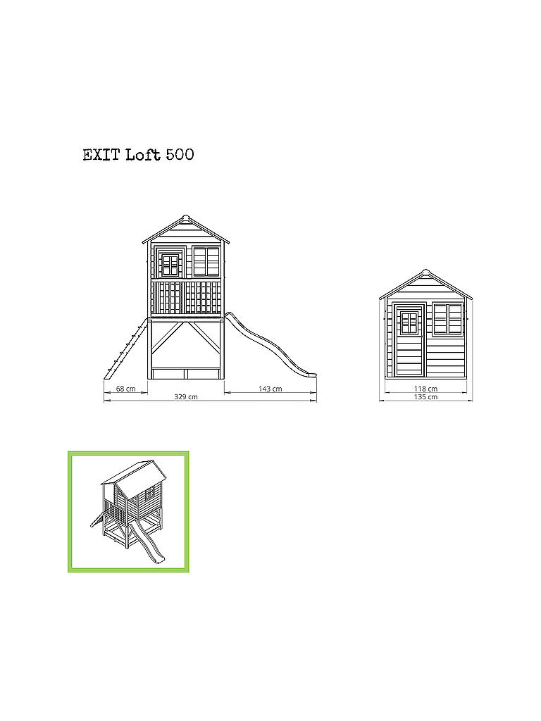 EXIT TOYS | Loft 500 Holzspielhaus - grün | keine Farbe