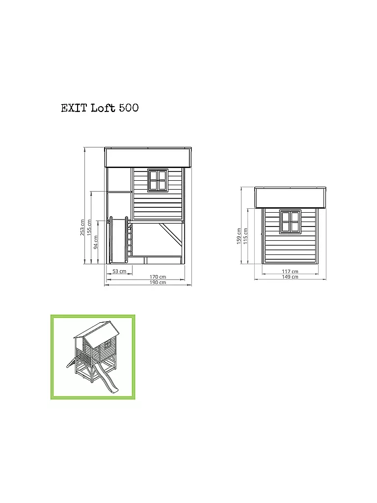 EXIT TOYS | Loft 500 Holzspielhaus - naturel | keine Farbe