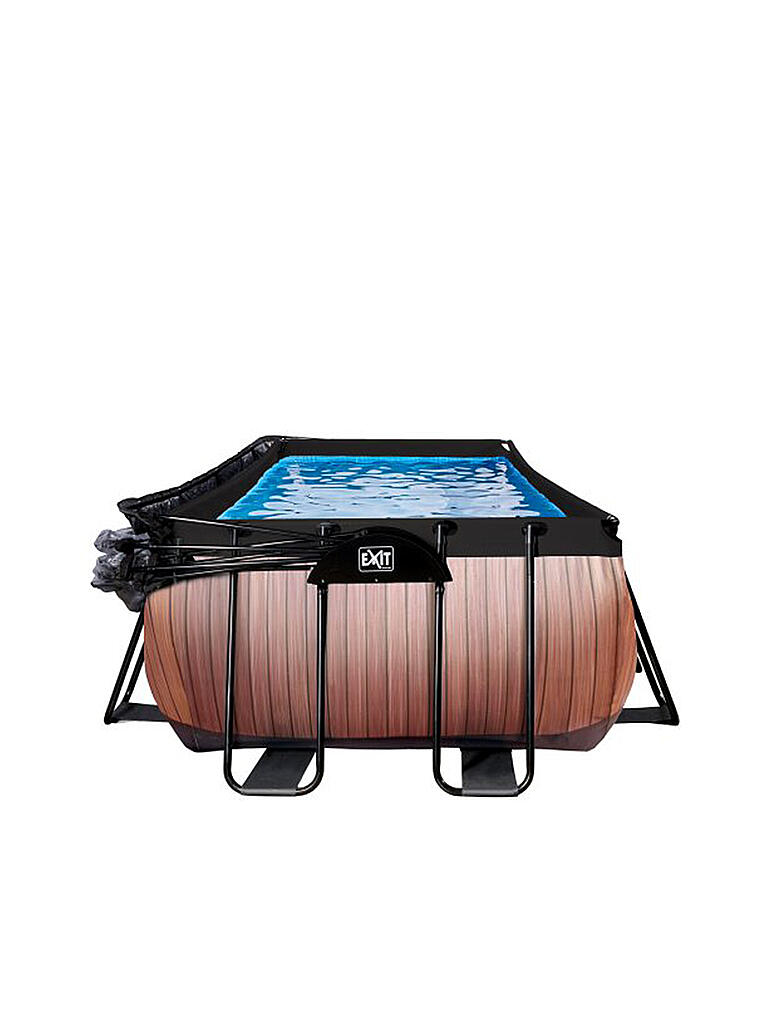 EXIT TOYS | Rahmenpool Wood 540x250x100cm mit Sandfilterpumpe und Abdeckung - braun | keine Farbe