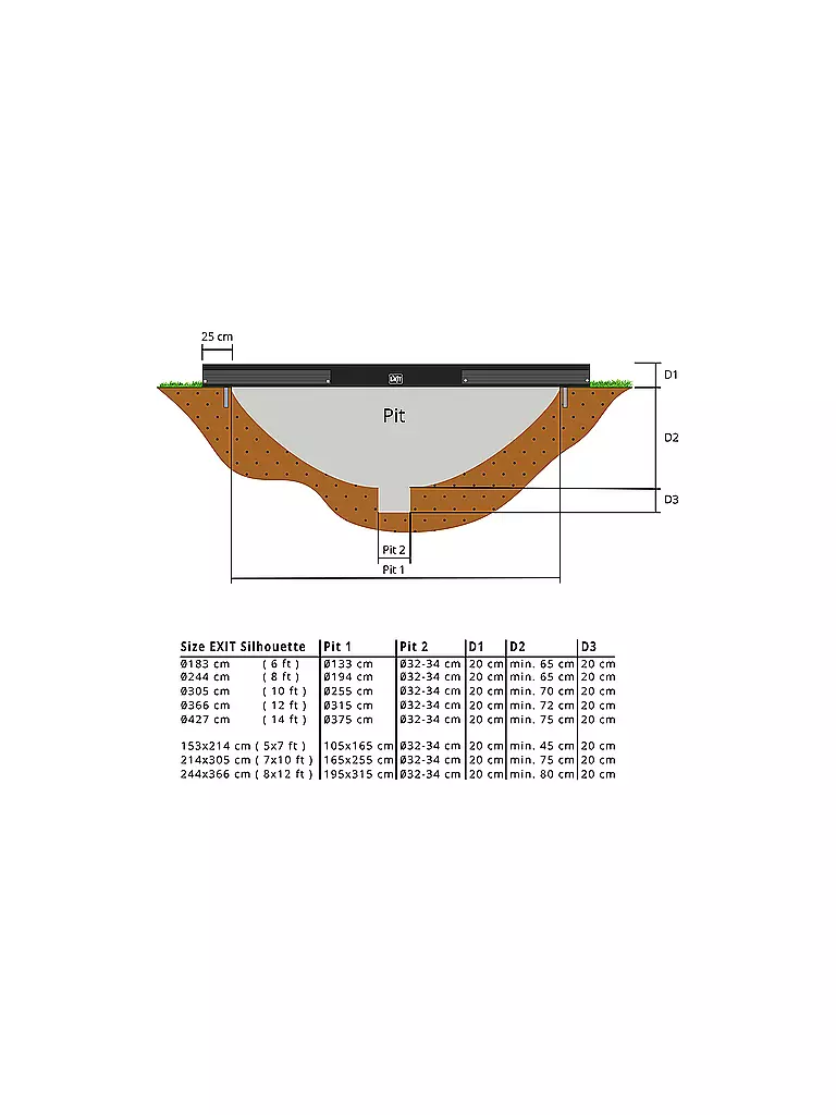 EXIT TOYS | Silhouette Bodentrampolin 183cm mit Sicherheitsnetz | keine Farbe
