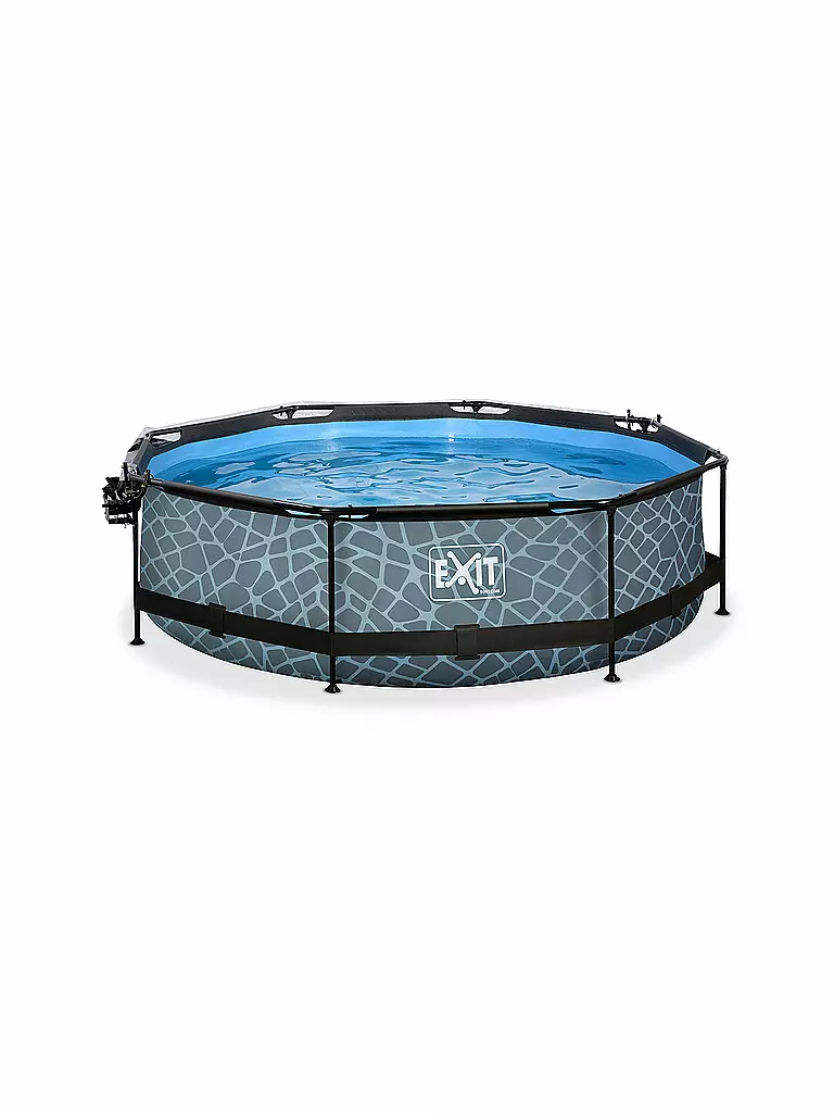 EXIT TOYS | Stone Pool 300x76cm mit Abdeckung, Sonnensegel und Filterpumpe | keine Farbe