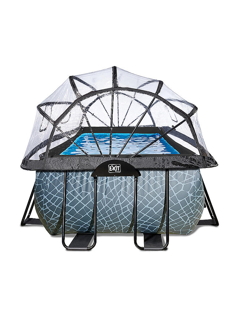 EXIT TOYS | Stone Pool 540x250x100cm mit Abdeckung und Sandfilter- und Wärmepumpe | keine Farbe