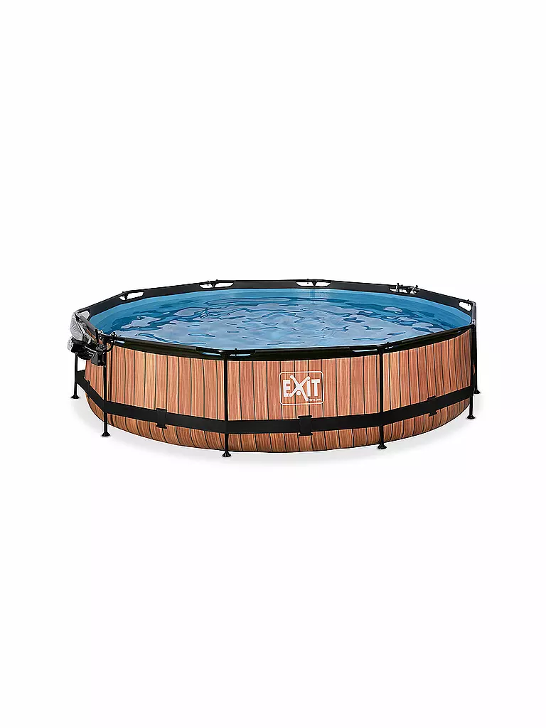 EXIT TOYS | Wood Pool 360x76cm mit Abdeckung und Filterpumpe | keine Farbe