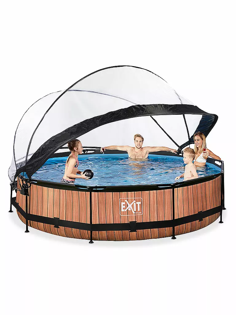 EXIT TOYS | Wood Pool 360x76cm mit Abdeckung und Filterpumpe | keine Farbe