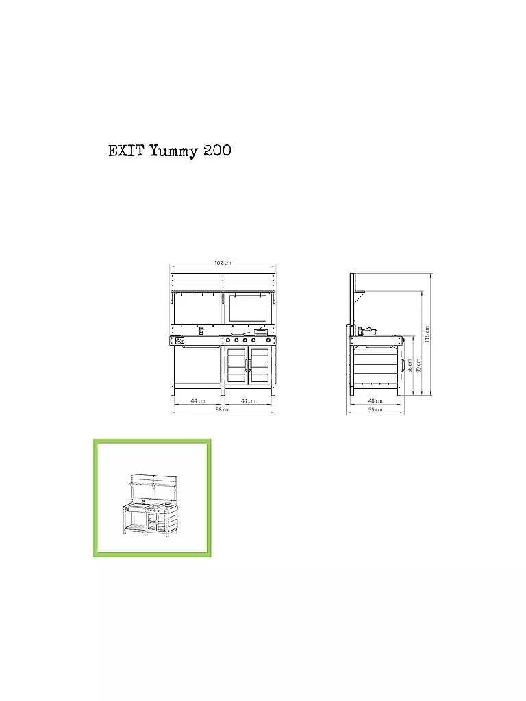 EXIT TOYS | Yummy 200 Holz Spielküche für draußen - natur | keine Farbe