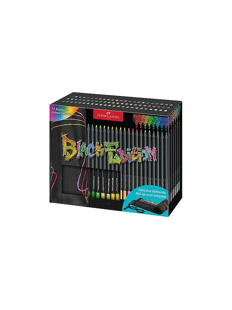 FABER-CASTELL | Buntstifte Black Edition Stifterolle 72 Farben | Schwarz