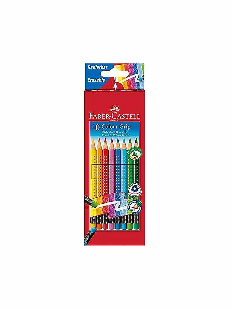 FABER-CASTELL | Colour Grip Radierbare Buntstifte, 10er Kartonetui | keine Farbe