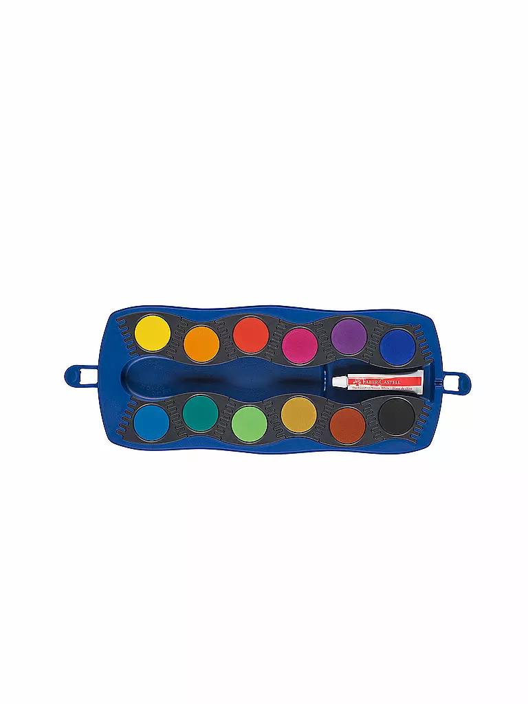 FABER-CASTELL | Connector Deckfarbkasten, blau, 12 Farben plus Deckweiß | keine Farbe
