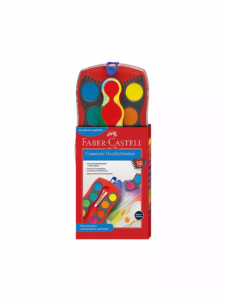 FABER-CASTELL | Connector Deckfarbkasten, rot, 12 Farben | keine Farbe