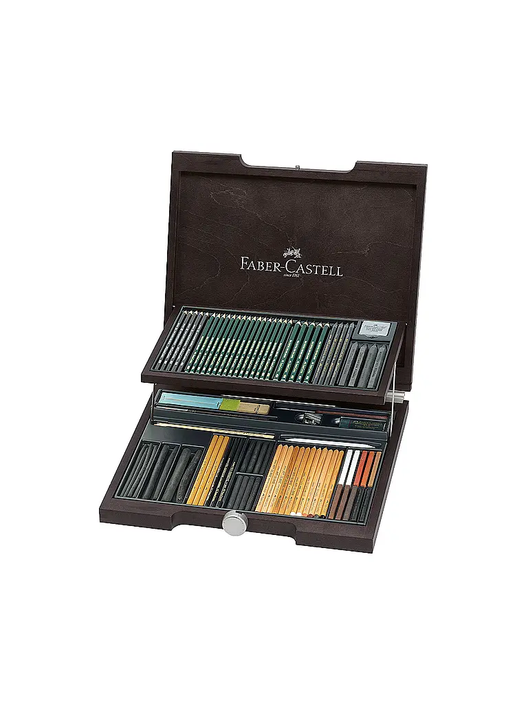 FABER-CASTELL | Pitt Monochrome Holzkoffer 86-teilig | Braun