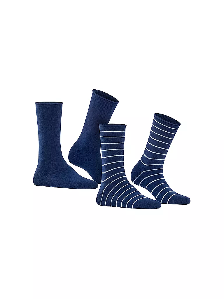 FALKE |  Sneakersocken Happy Stripe 2er Pkg royal blue | schwarz