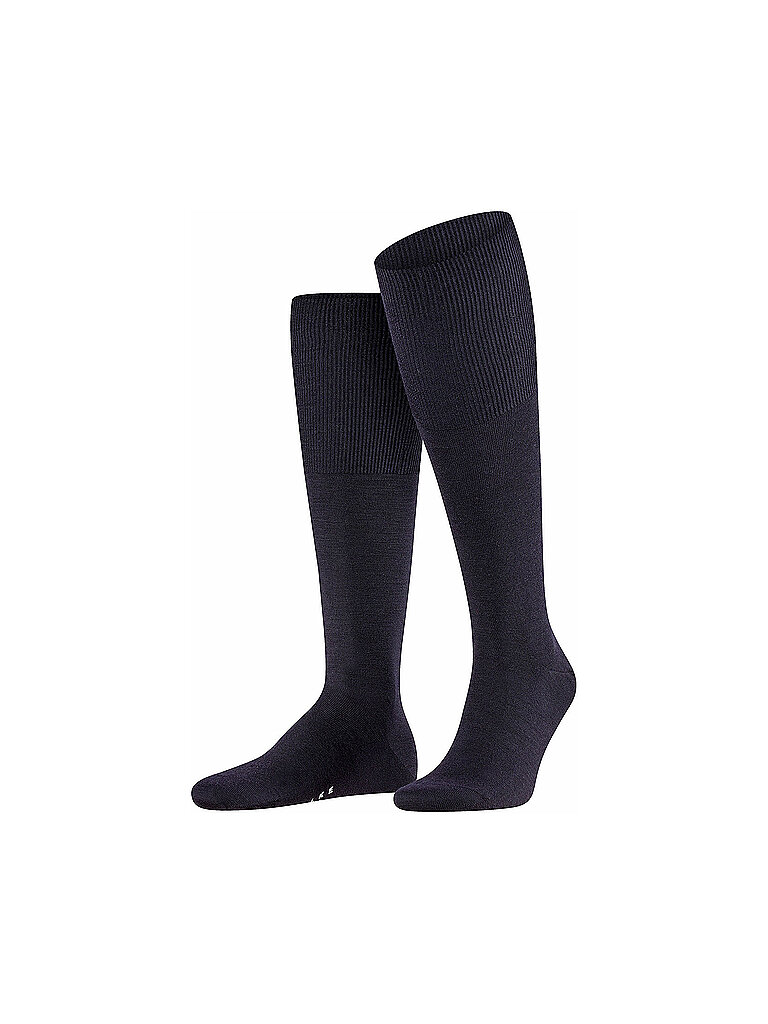 Kniestrümpfe Herren Schurwolle blau Uni & Uninah