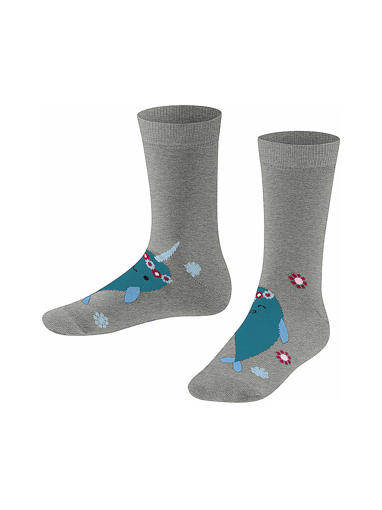 FALKE Mädchen Socken Narwhale light grey melange grau | 27-30