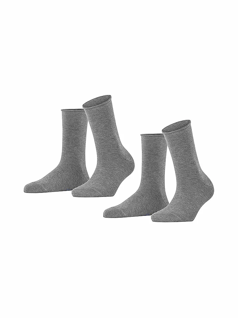 FALKE | Happy Socken 2er Pkg light grey mel. | dunkelrot