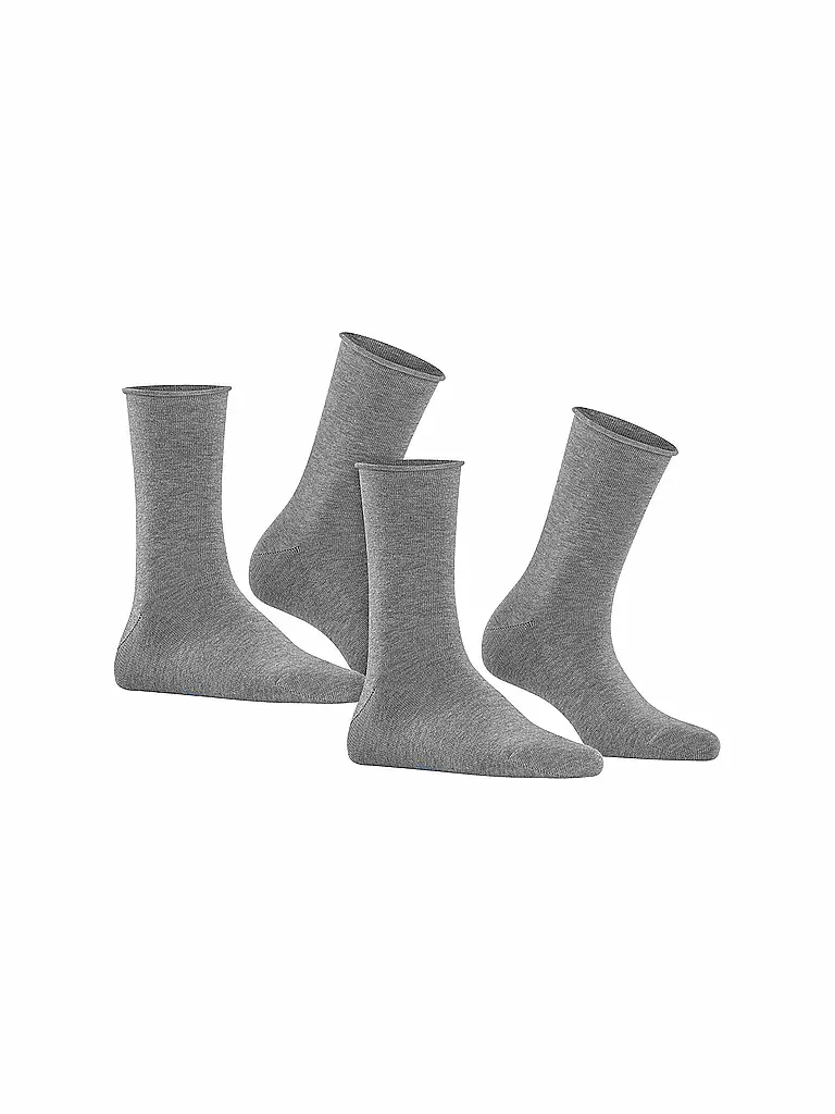 FALKE | Happy Socken 2er Pkg light grey mel. | dunkelrot