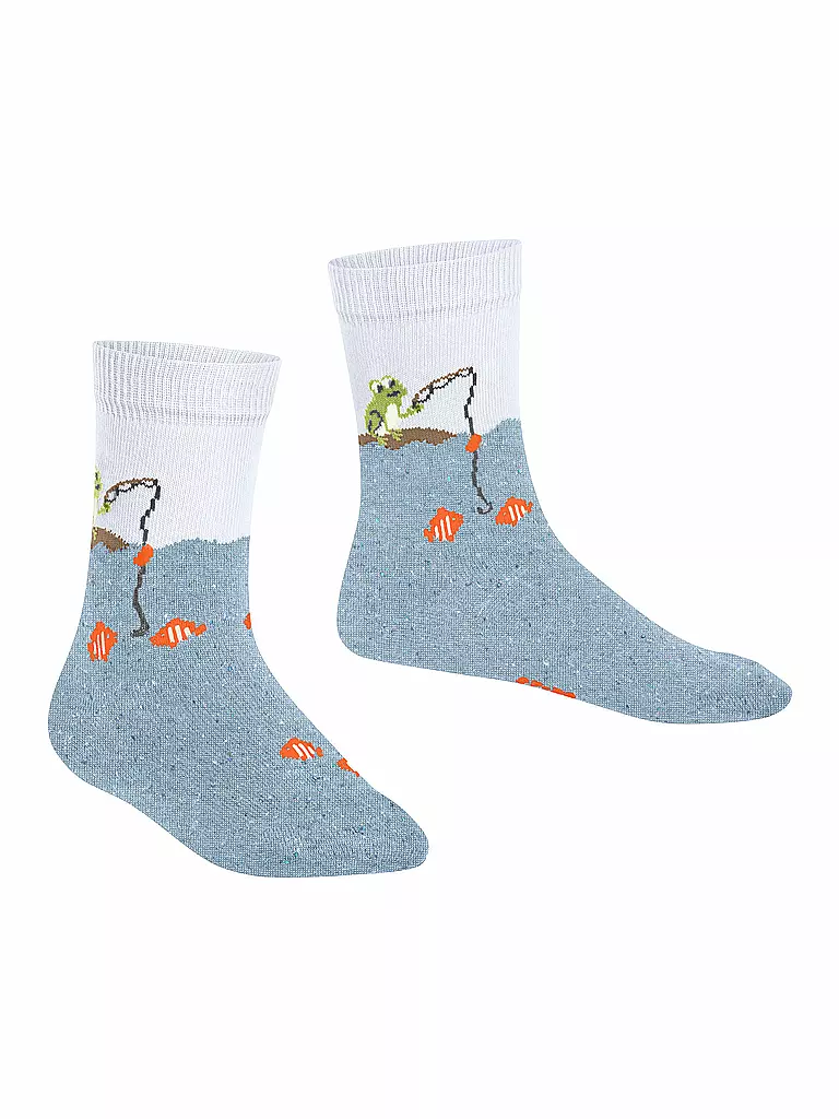 FALKE | Kinder Socken FISHING FROG  white | hellblau