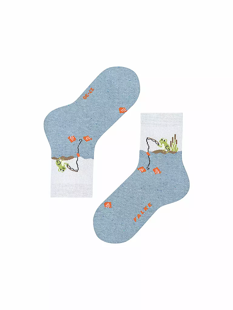 FALKE | Kinder Socken FISHING FROG  white | hellblau