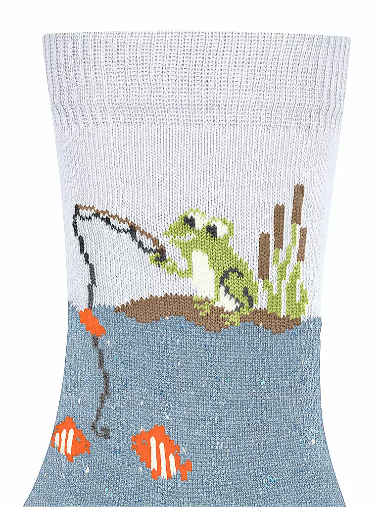 FALKE | Kinder Socken FISHING FROG  white | hellblau