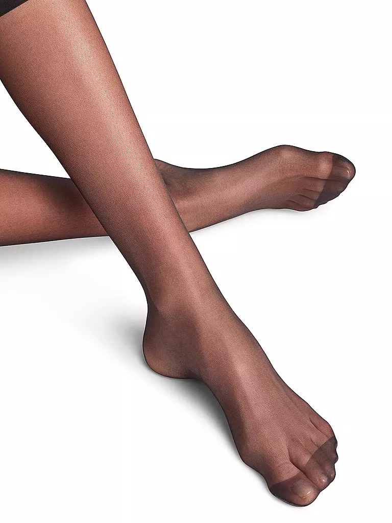 FALKE | Kniestrümpfe Seidenglatt 15 DEN black | beige