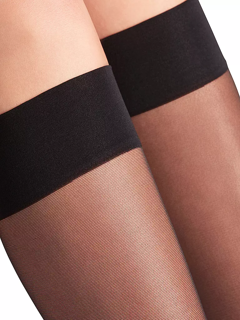 FALKE | Kniestrümpfe Seidenglatt 15 DEN black | beige