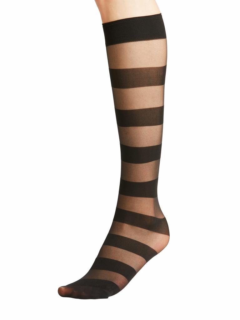 Fiore Damen Kniestrümpfe Trisha / Golden Line Classic | Schwarz, Einheitsgröße | 80% Polyamid, 20% Elasthan