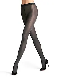 FALKE | Modestrumpfhose SLICK SKIN flanell | schwarz