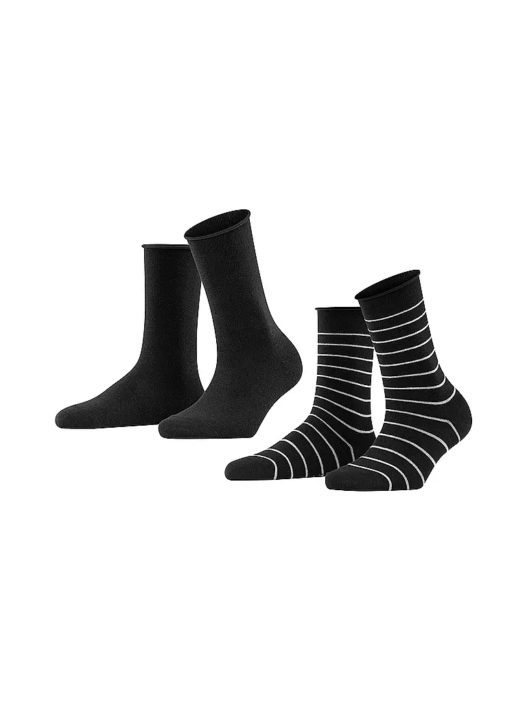 FALKE | Sneakersocken Happy Stripe 2er Pkg black | schwarz