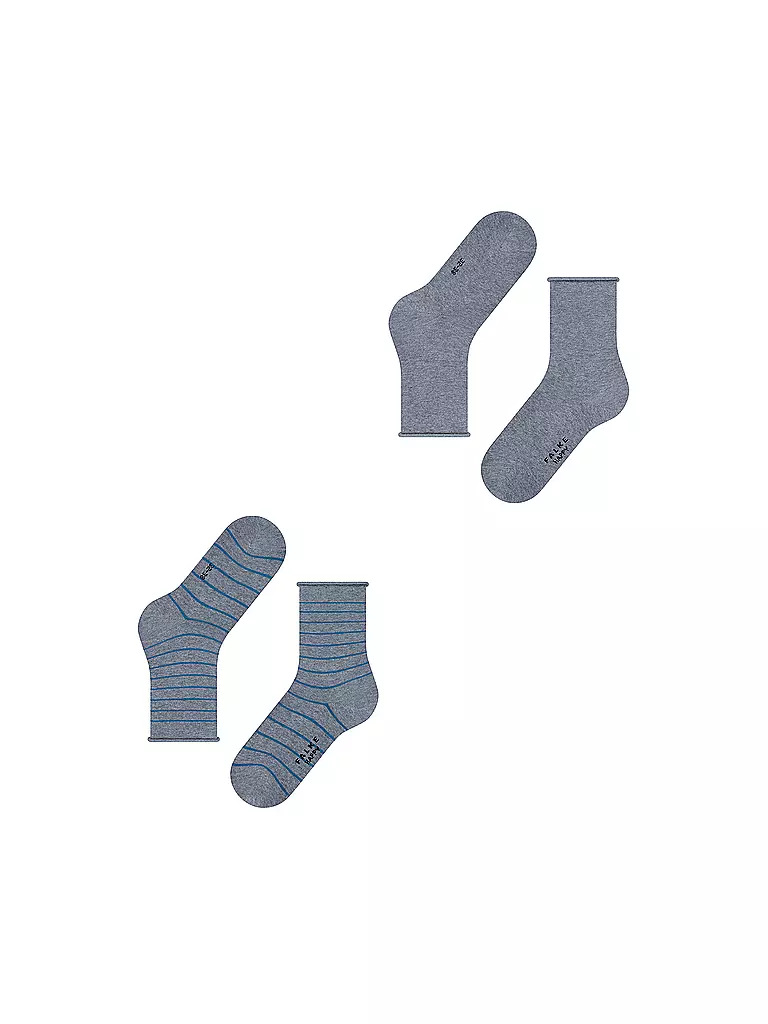 FALKE | Sneakersocken Happy Stripe 2er Pkg light greymel. | schwarz