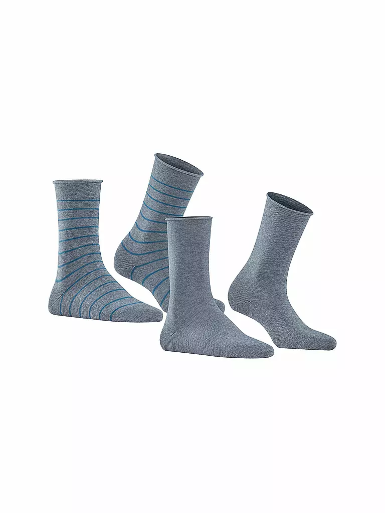 FALKE | Sneakersocken Happy Stripe 2er Pkg light greymel. | schwarz