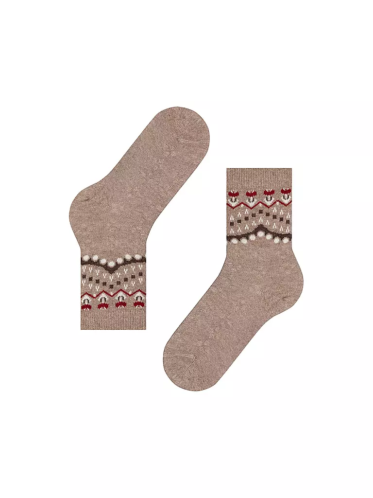 FALKE | Socken beige | dunkelrot