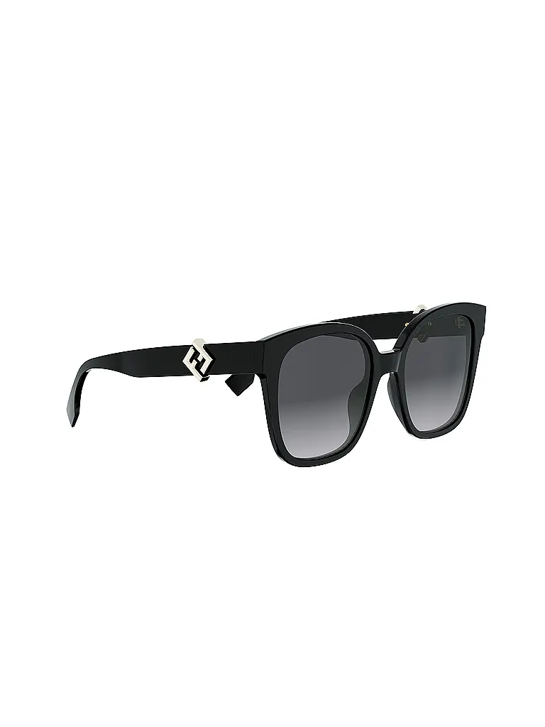 FENDI | FF Diamonds schwarze eckige Sonnenbrille | schwarz