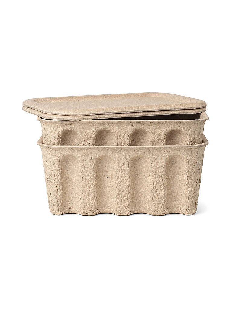 Ferm Living Aufbewahrungsbox Set Paper Pulp Small 2 Stk  Hellbraun