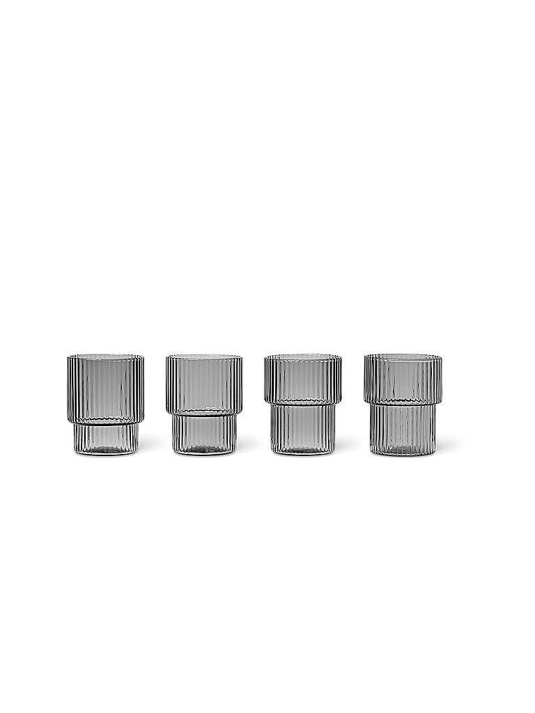 FERM LIVING Trinkgläser 4er-Set RIPPLE Small Smoked – FERM LIVING