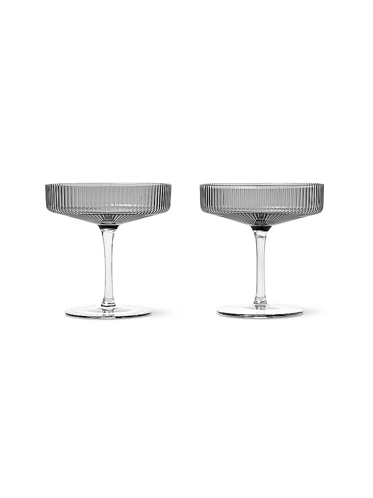 FERM LIVING Champagnerschalen 2er Set RIPPLE Smoked – FERM LIVING
