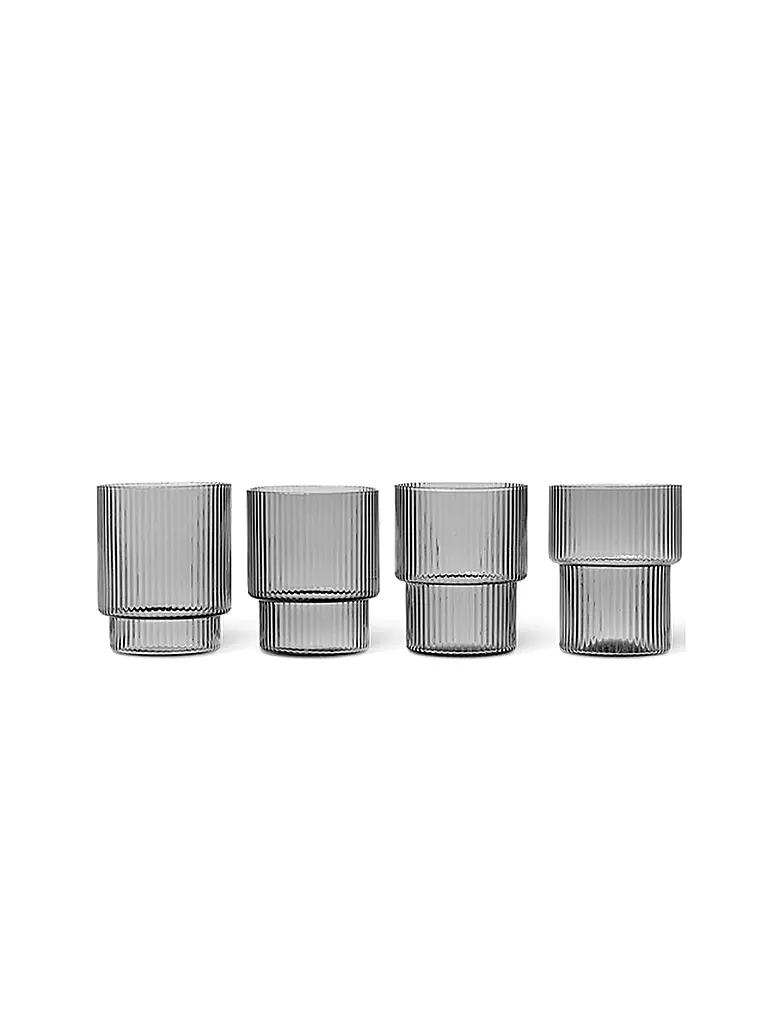 FERM LIVING | Glas 4er Set RIPPLE Smoked Grey | grau