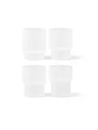 FERM LIVING | Trinkglas 4er-Set RIPPLE Frosted  | weiss