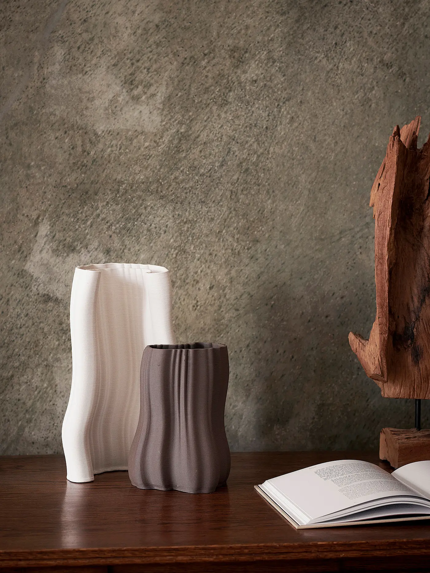 FERM LIVING | Vase MOIRE 30cm Offwhite | weiss