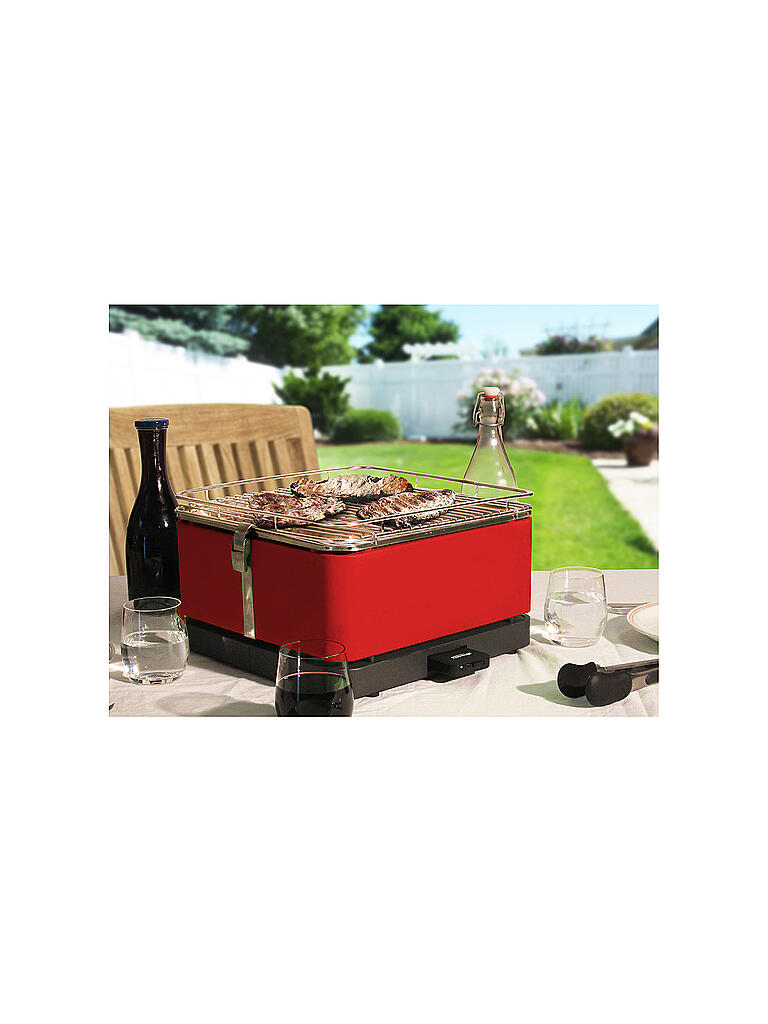 FEUERDESIGN | Holzkohle-Tischgrill Teide 34x34cm Rot | rot