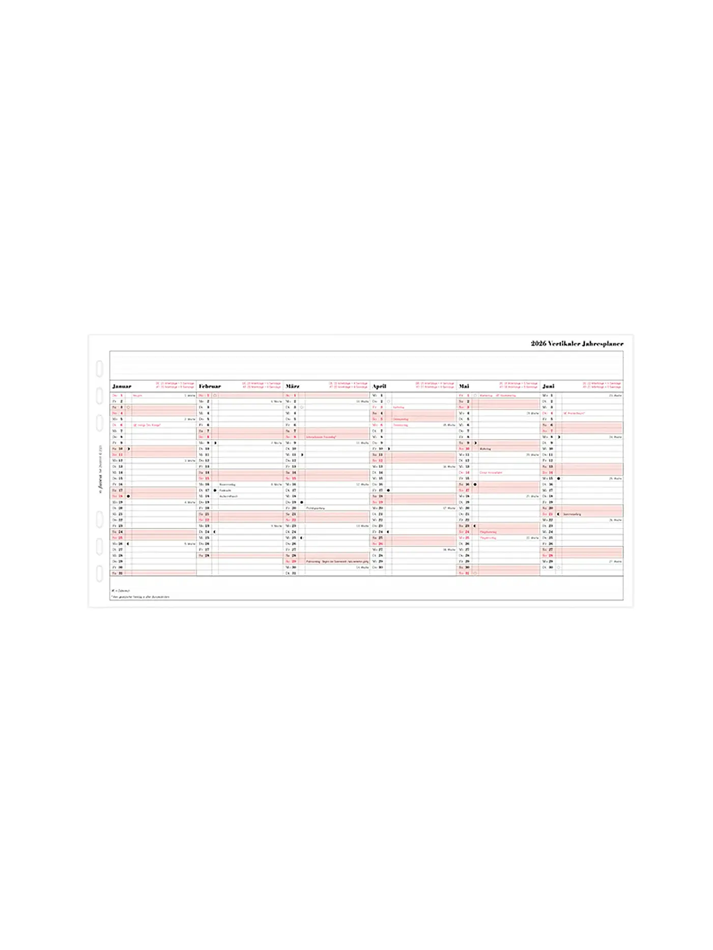 FILOFAX | Kalendereinlage Jahresplaner deutsch A5 2026 | weiss