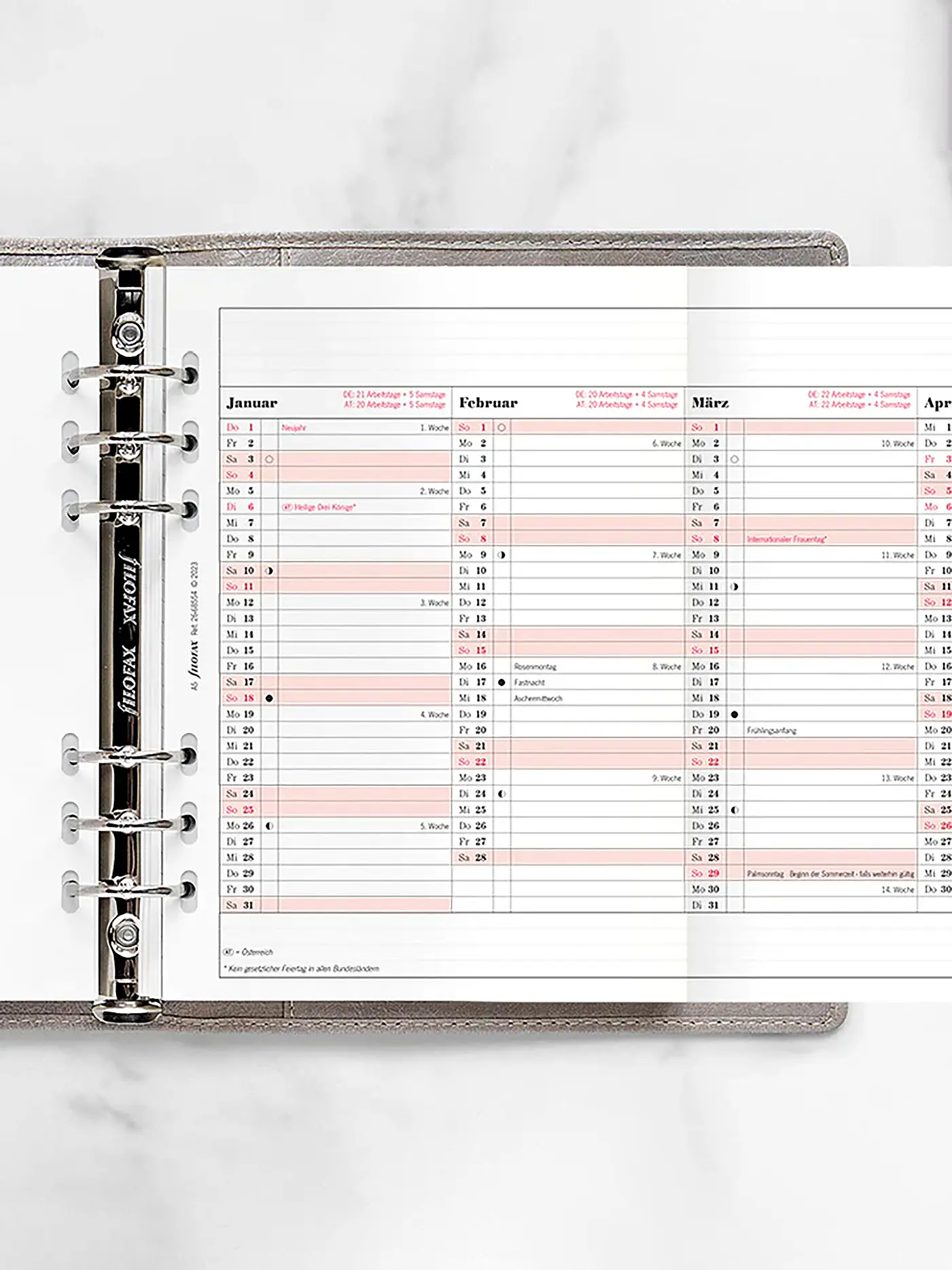FILOFAX | Kalendereinlage Jahresplaner deutsch A5 2026 | weiss